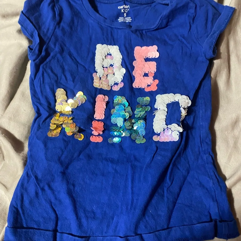 Carter's‎ Blue Tee with Sequin 'Be Kind' Design